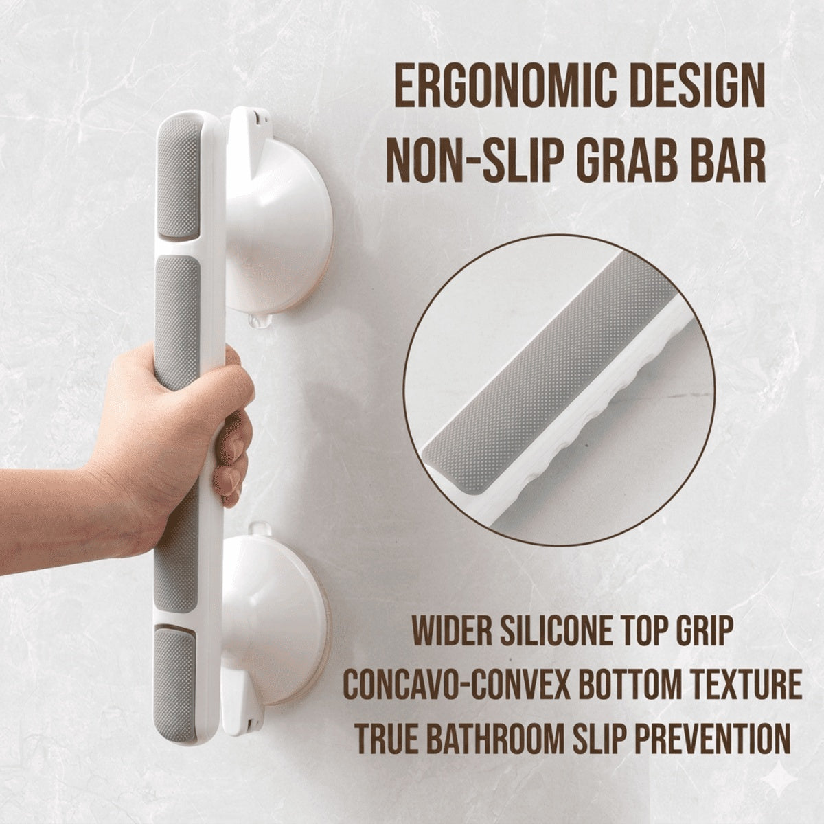 ShowersExpress 12-inch suction cup shower grab bar with safety indicator