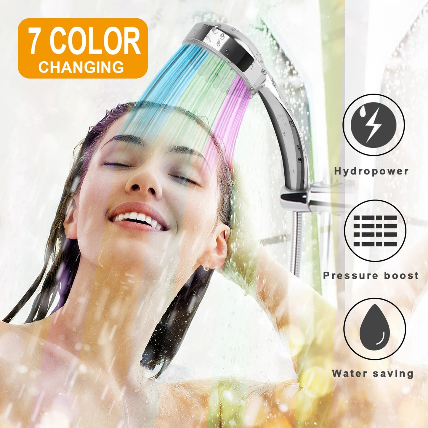 iMounTEK LED Shower Head Handheld Color-Changing AutoMat