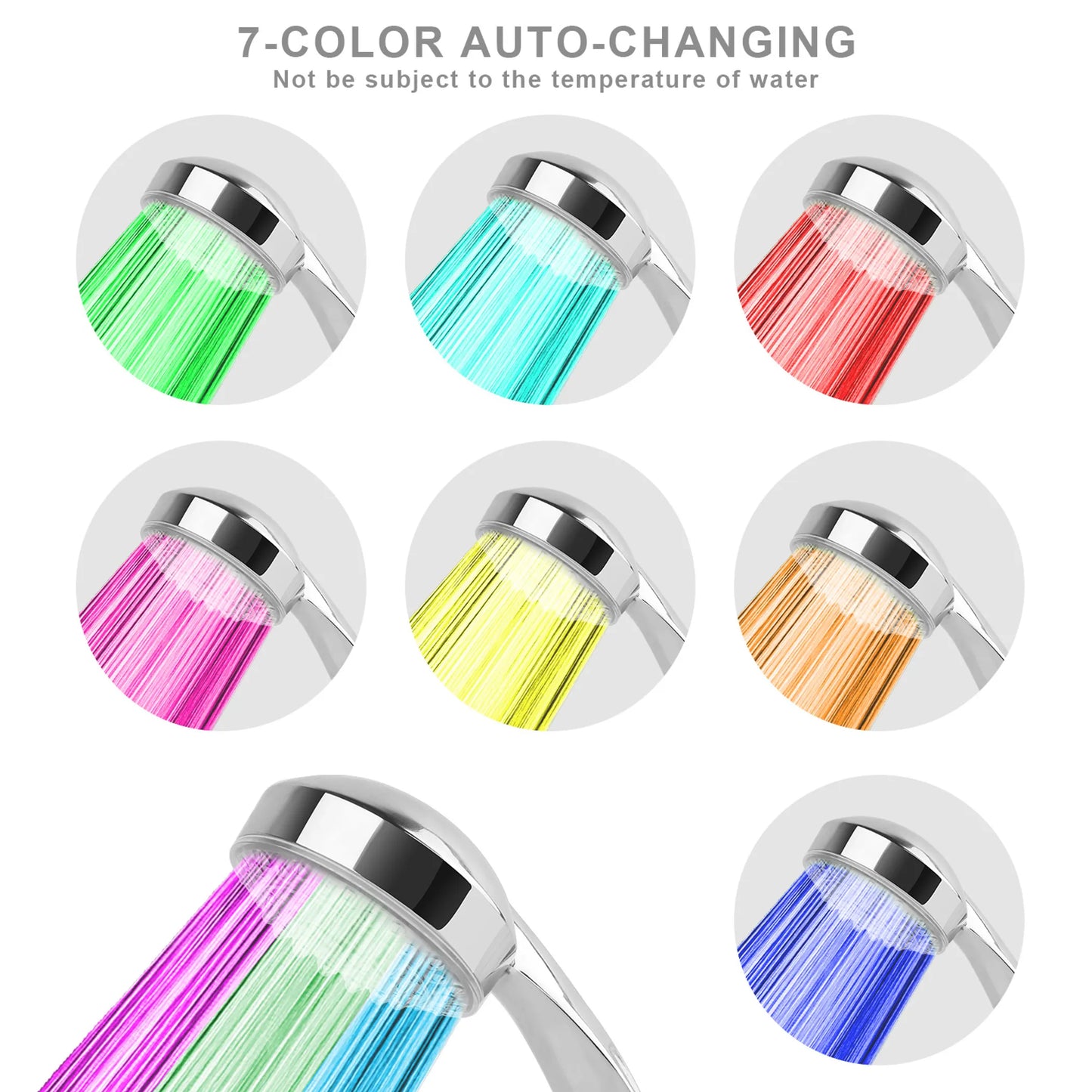 iMounTEK LED Shower Head Handheld Color-Changing AutoMat