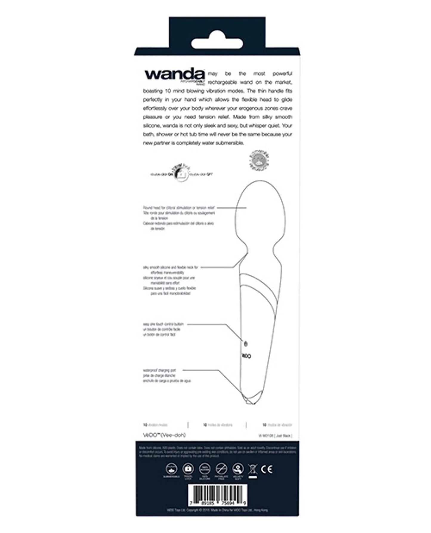 VEDO WANDA RECHARGEABLE WAND VIBE JUST BLACK