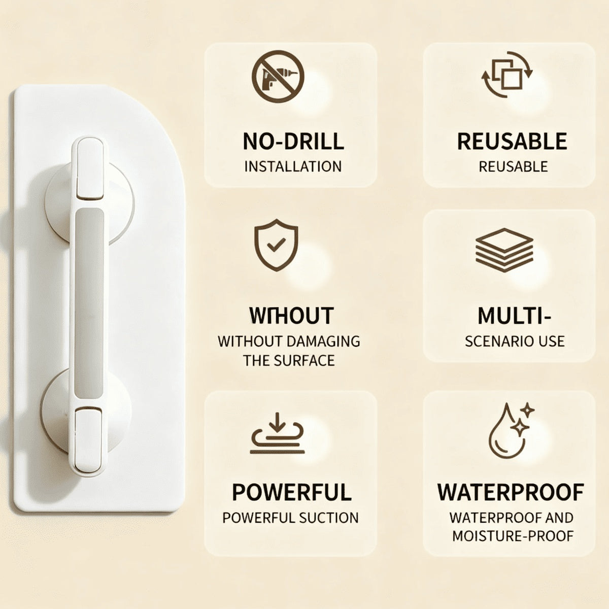 ShowersExpress 12-inch suction cup shower grab bar with safety indicator — image 8
